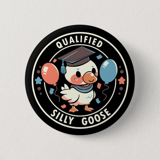 gekwalificeerde Gekke gans Ronde Button 5,7 Cm (Voorkant)