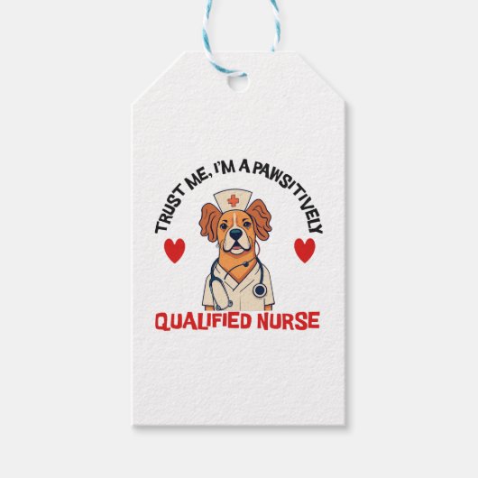 Gekwalificeerde Verpleegster Pawsitively Cadeaulabel (Voorkant)