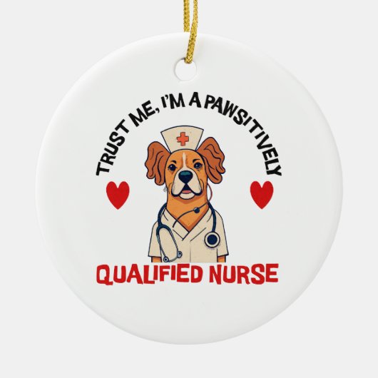 Gekwalificeerde Verpleegster Pawsitively Keramisch Ornament (Voorkant)