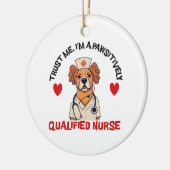Gekwalificeerde Verpleegster Pawsitively Keramisch Ornament (Links)