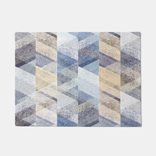 Gekweekt lichtblauw, beige zigzagluiers deurmat (Voorkant)