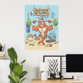 Gekwelde Garnaal Poster - Grappige Gym Muur Kunst 