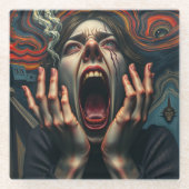 Gekwelde vrouw die schreeuwt glazen onderzetter (Voorkant)