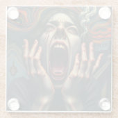 Gekwelde vrouw die schreeuwt glazen onderzetter (Achterkant)