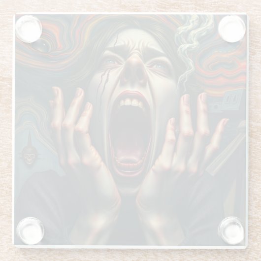 Gekwelde vrouw die schreeuwt glazen onderzetter (Achterkant)