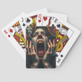 Gekwelde vrouw die schreeuwt pokerkaarten (Achterkant)