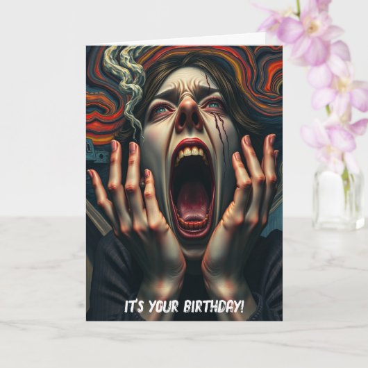 Gekwelde vrouw Haunting Scream Birthday Kaart (Orchidee)