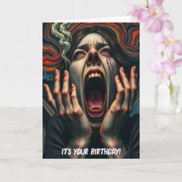Gekwelde vrouw Haunting Scream Birthday Kaart