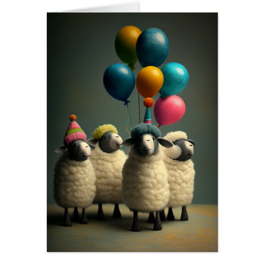 Gekwurde schapen op Birthday Wenskaart (Voorkant)