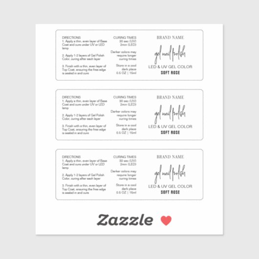 Gel Nail Polish Label Minimalist Zwart-wit (Vel)