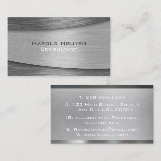 Gelaagd geborsteld metaal Metaal Roestvrij staal Visitekaartje (Voorkant / Achterkant)