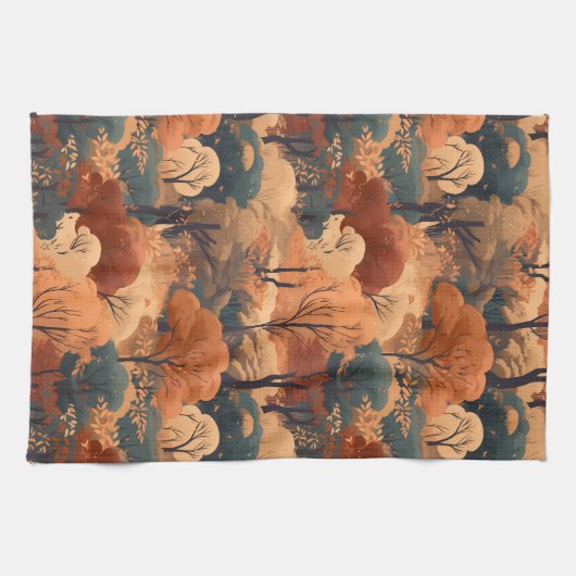 Gelaagd herfstboslandschap - Rustiek bos Theedoek (Horizontaal)