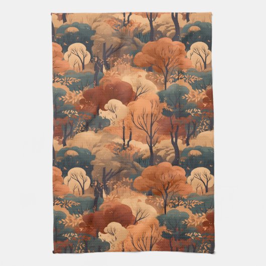 Gelaagd herfstboslandschap - Rustiek bos Theedoek (Verticaal)