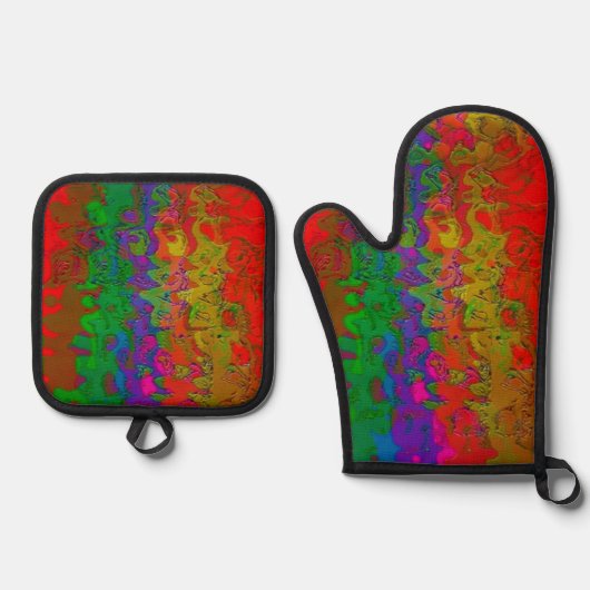 "Gelaagd in kleur" Oven Mitt & Potholder Set (Voorkant)