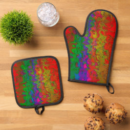 "Gelaagd in kleur" Oven Mitt & Potholder Set