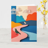 Gelaagd Landschap Vogels Kaart (Gele Bloem)