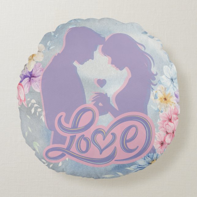 Gelaagd liefdeskussen - Unieke Valentijnse cadeau Rond Kussen (Voorkant)