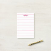 Gelaagd Monogrammen Roze & Wit Post-it® Notes (Op bureau)