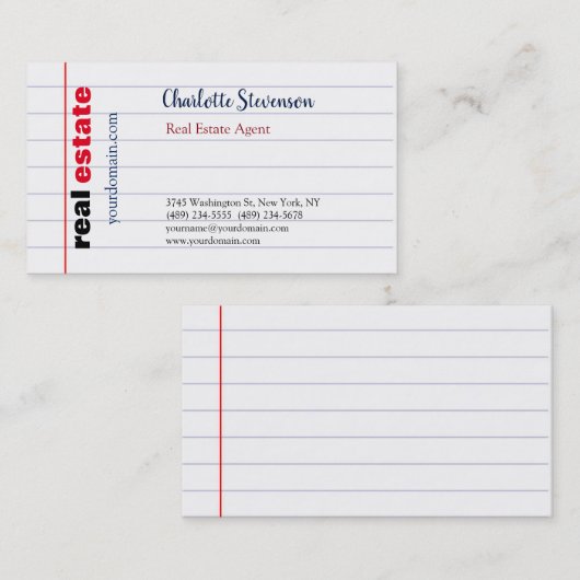 Gelaagd papier Estate Agent Modern Plain Visitekaartje (Voorkant / Achterkant)