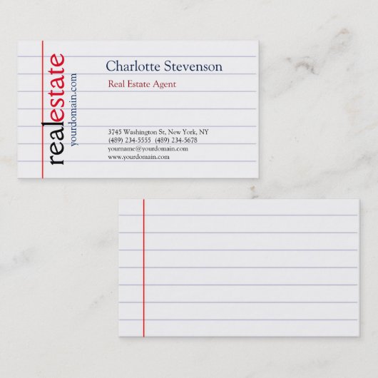 Gelaagd papier Estate Agent Modern Plain Visitekaartje (Voorkant / Achterkant)
