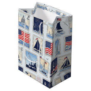 Gelaagd Patriottisch Papier Gesneden Tegelmotief ( Medium Cadeauzakje