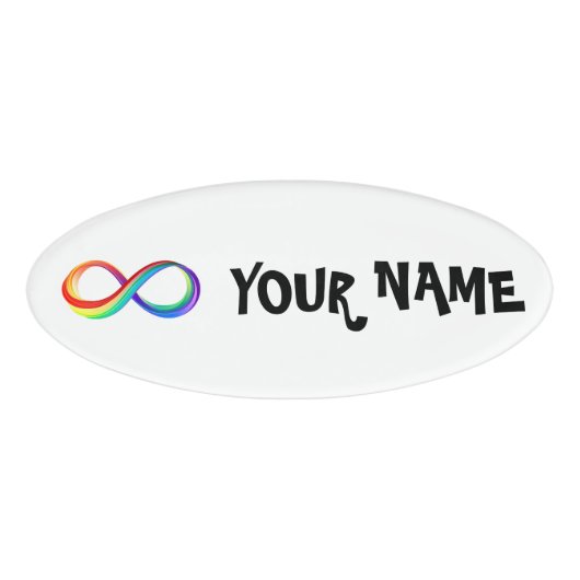 Gelaagd Rainbow Infinity symbool Naambadge (Voorkant)
