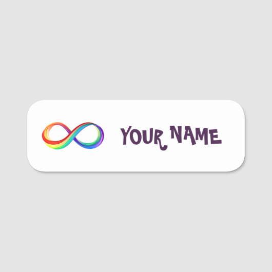 Gelaagd Rainbow Infinity symbool Naamplaatje (Voorkant)
