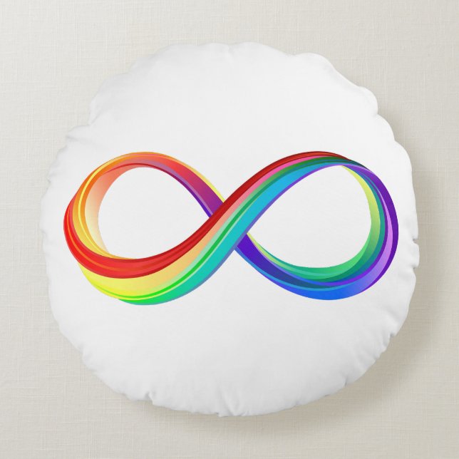 Gelaagd Rainbow Infinity symbool Rond Kussen (Voorkant)