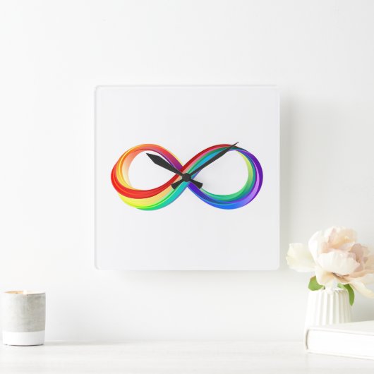 Gelaagd Rainbow Infinity symbool Vierkante Klok (Huis)
