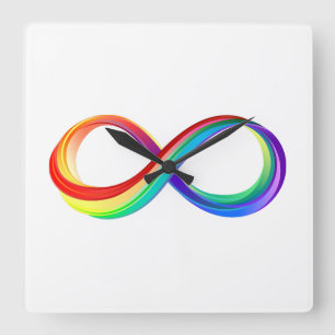 Gelaagd Rainbow Infinity symbool Vierkante Klok