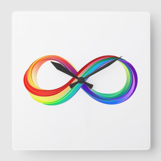 Gelaagd Rainbow Infinity symbool Vierkante Klok (Voorkant)