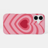 Gelaagd roze hart esthetisch iPhone 16 hoesje (Achterkant horizontaal)