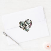 Gelaagd Rozen schedelpatroon in roze blauw en geel Hart Sticker (Envelop)