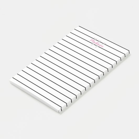 Gelaagd zwart roze en wit post-it® notes (Schuin)