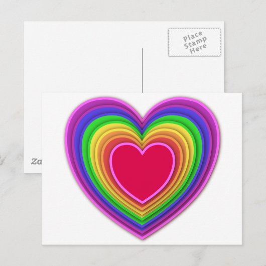 Gelaagde 3-d harten regenboogkleuren briefkaart (Voorkant / Achterkant)