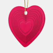 Gelaagde 3-d harten - roos rood keramisch ornament (Links)