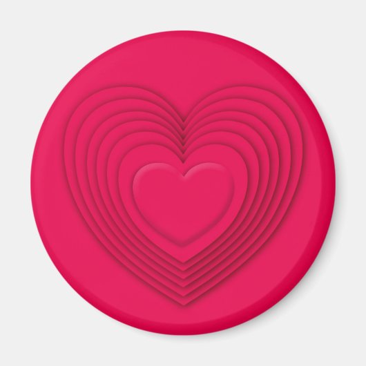 Gelaagde 3-d harten - roos rood magneet (Voorkant)