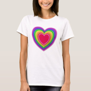 Gelaagde 3D-harten regenboogkleuren T-shirt