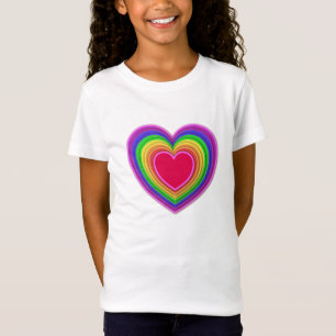 Gelaagde 3D-harten regenboogkleuren T-shirt