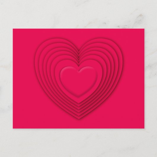 Gelaagde 3D-harten - roosrood Briefkaart (Voorkant)