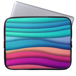 Gelaagde Abstracte kleurrijke Wavy Lines Laptop Sleeve