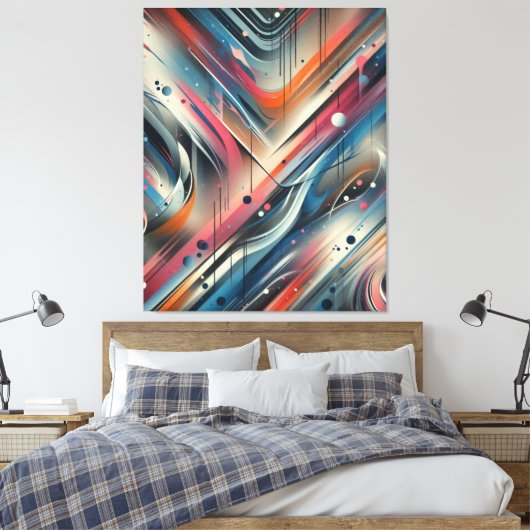 Gelaagde Abstracte nevelverf Canvas Afdruk (Insitu (Slaapkamer))