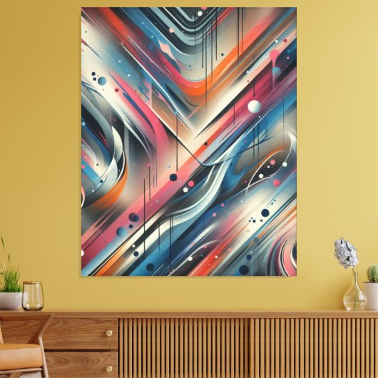 Gelaagde Abstracte nevelverf Canvas Afdruk (Insitu (Woonkamer))