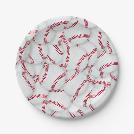 Gelaagde Baseball Pattern Birthday Papieren Bordje (Voorkant)