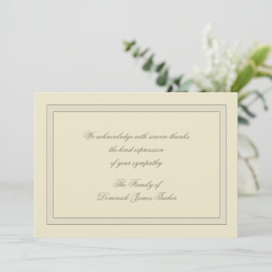 Gelaagde Bereavement Dank u Notecard Bedankkaart (Staand voorkant)