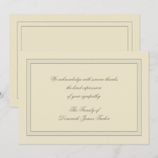 Gelaagde Bereavement Dank u Notecard Bedankkaart (Voorkant / Achterkant)