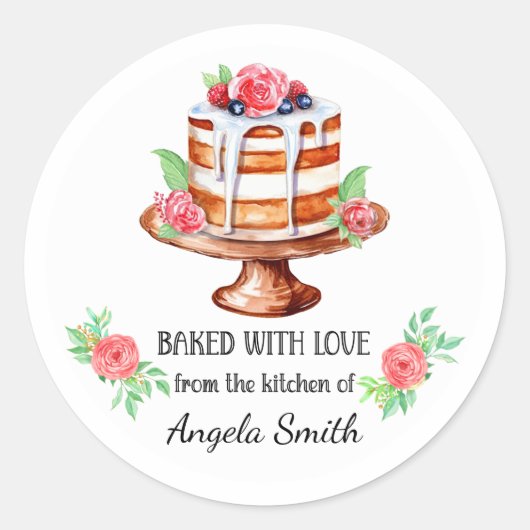 Gelaagde Bessen Cake Gebakken met Liefde Stickers (Voorkant)