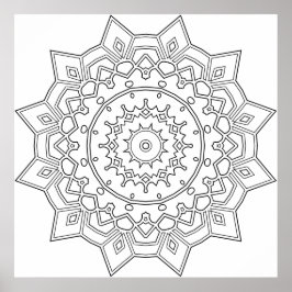 Gelaagde Bloemster Ster Mandala met Geometrische A Poster