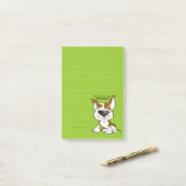 Gelaagde bull Terrier cartoon sticky notes (Op bureau)