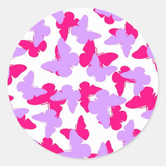 Gelaagde Butterflies Ronde Sticker (Voorkant)